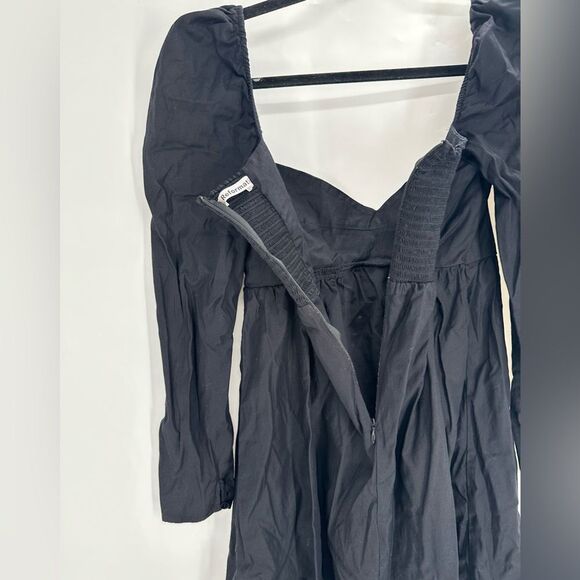 Reformation Farley Dress Black Mini Puff Sleeve - Picture 7 of 9